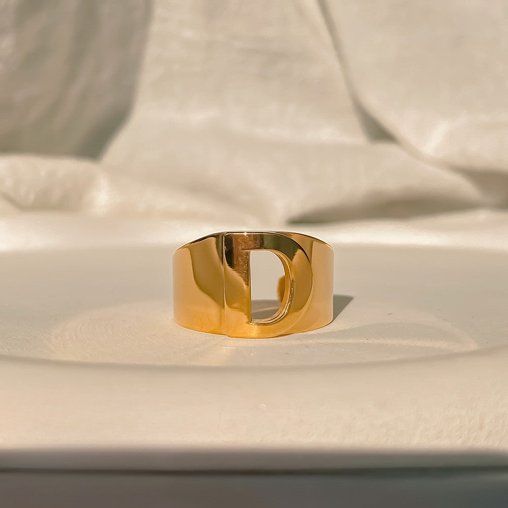 Chunky Gold Initial Ring | Bold Letter Ring