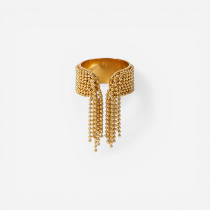 Gold chain tassel ring Danaë waterproof stainless steel jewelry.