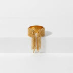 Gold chain tassel ring Danaë waterproof stainless steel jewelry.