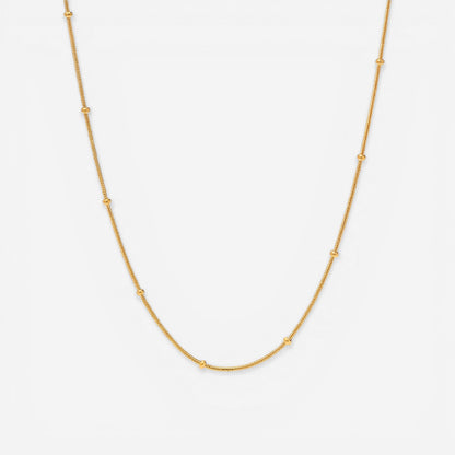 Gold dotted chain necklace with small metal beads station design waterproof stainless steel.