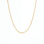 Gold dotted chain necklace with small metal beads station design waterproof stainless steel.