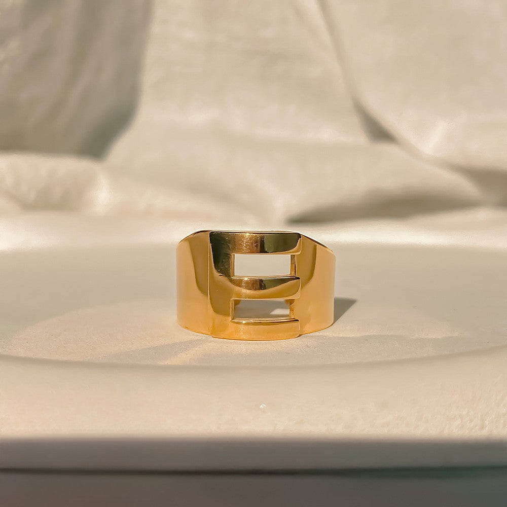 Chunky Gold Initial Ring | Bold Letter Ring