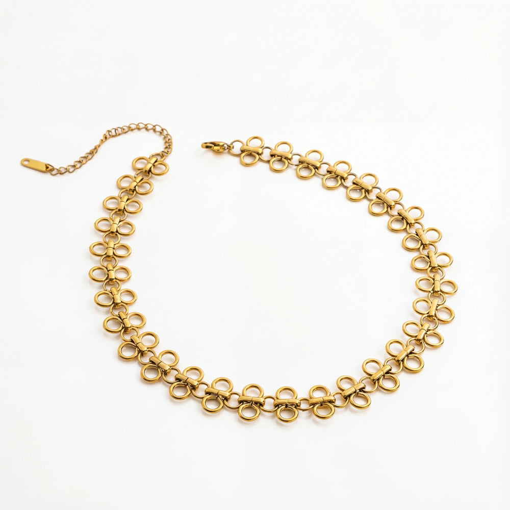 Gold Elodie choker necklace vintage style disc chain waterproof stainless steel.