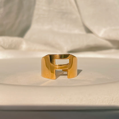 Chunky Gold Initial Ring | Bold Letter Ring