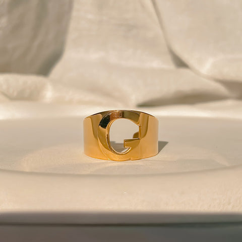 Chunky Gold Initial Ring