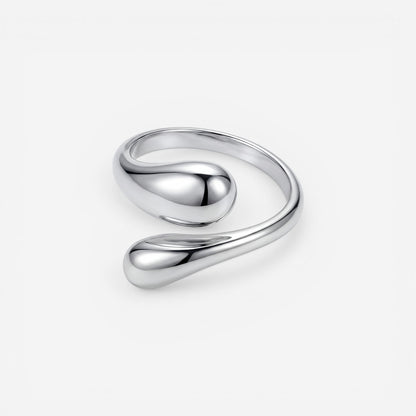Silver liquid metal open ring adjustable hug ring modern jewelry.