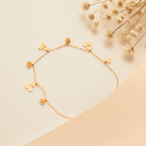 Golden Dew Necklace — delicate gold dew-drop pendant on extender chain, romantic and luminous accessory.