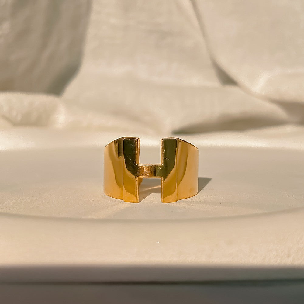 Chunky Gold Initial Ring | Bold Letter Ring