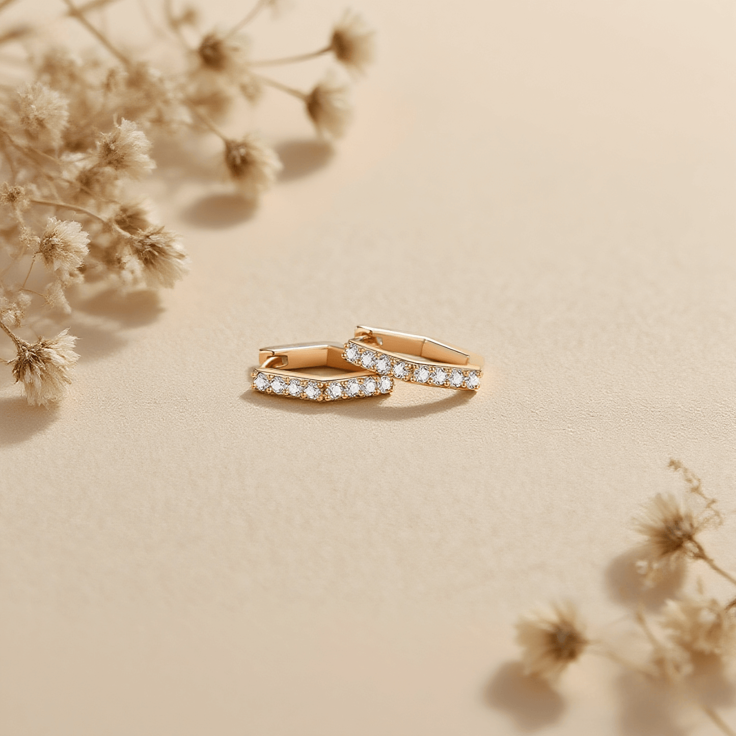 Hexa Halo Moissanite Earrings — 0.4 CT/pair halo studs in sterling silver, durable and hypoallergenic.