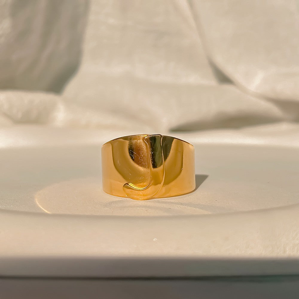 Chunky Gold Initial Ring | Bold Letter Ring