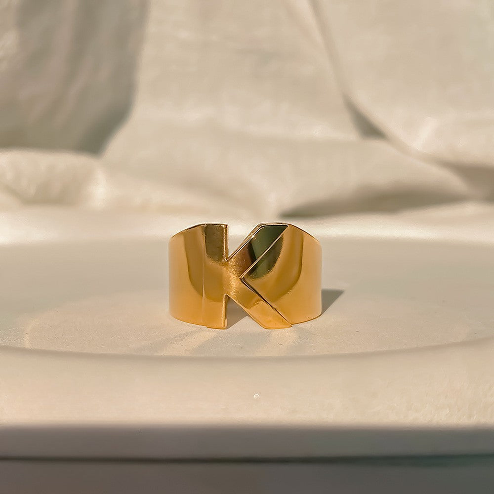 Chunky Gold Initial Ring | Bold Letter Ring