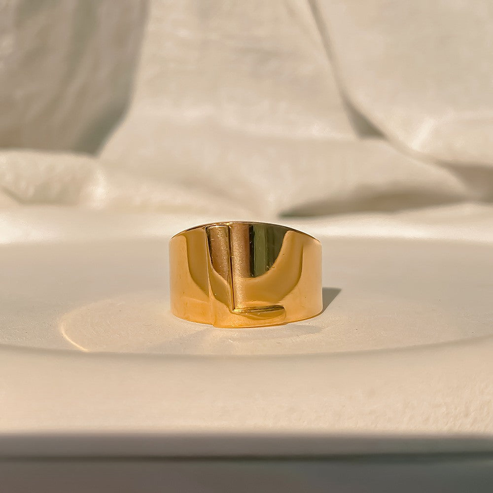 Chunky Gold Initial Ring | Bold Letter Ring