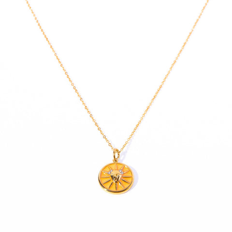Enamel Zodiac Coin Necklace