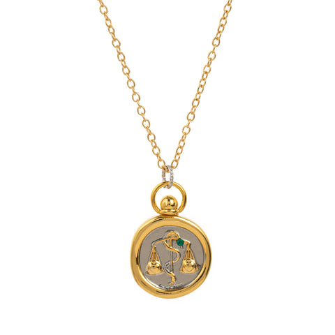 Two-Tone Zodiac Coin Necklace