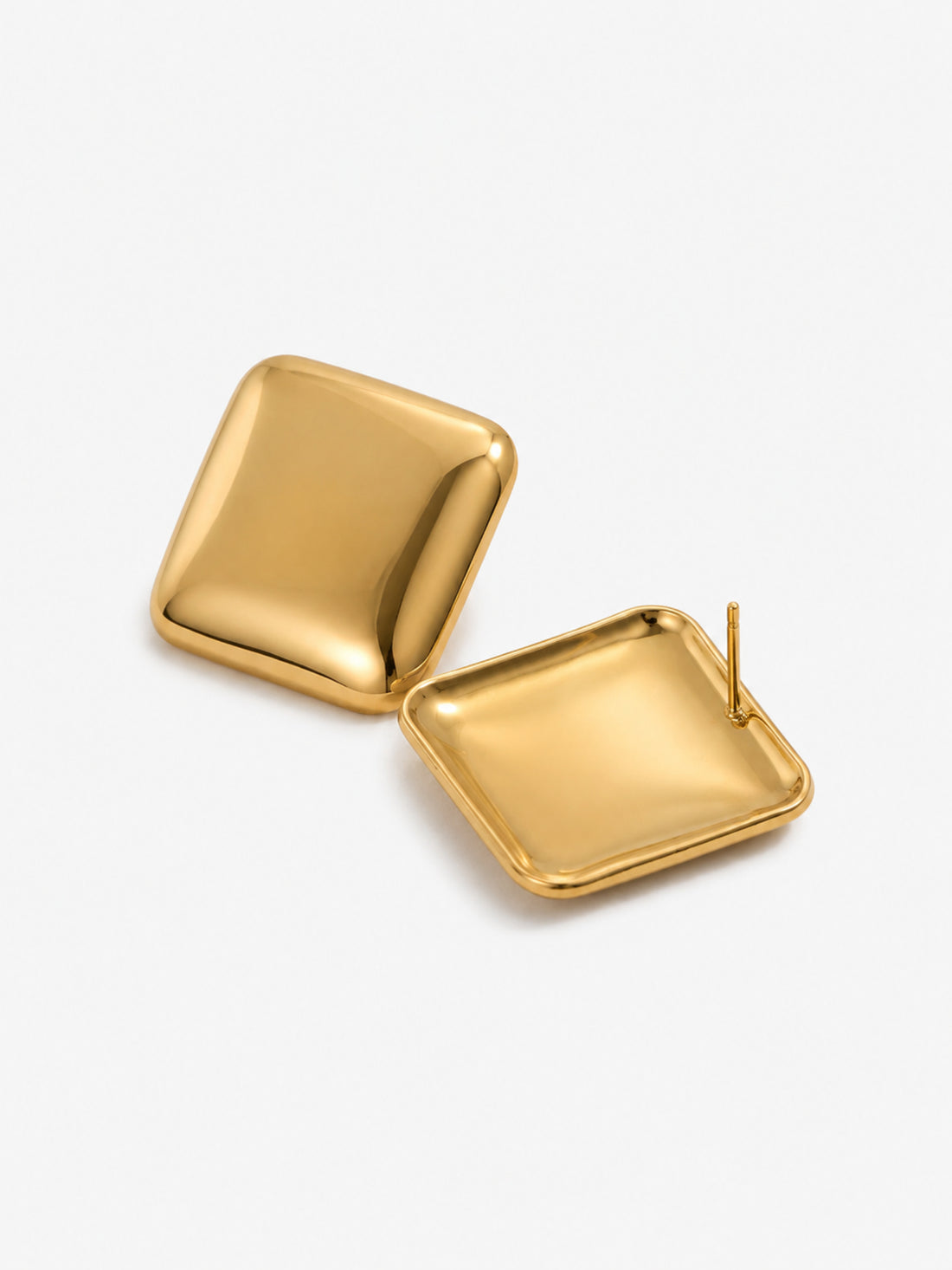 Gold Square Dome Earrings