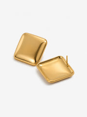 Gold Square Dome Earrings