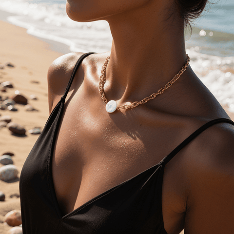 Modern Pearl Jewelry for Women - polished chain necklace inspired by moonlight, a minimalist and elegant accessory.