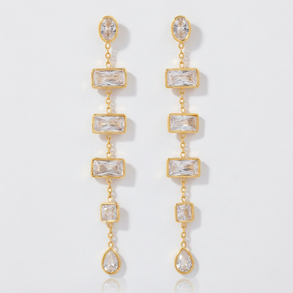 Lyra Crystal Linear Drop Earrings Secondary image