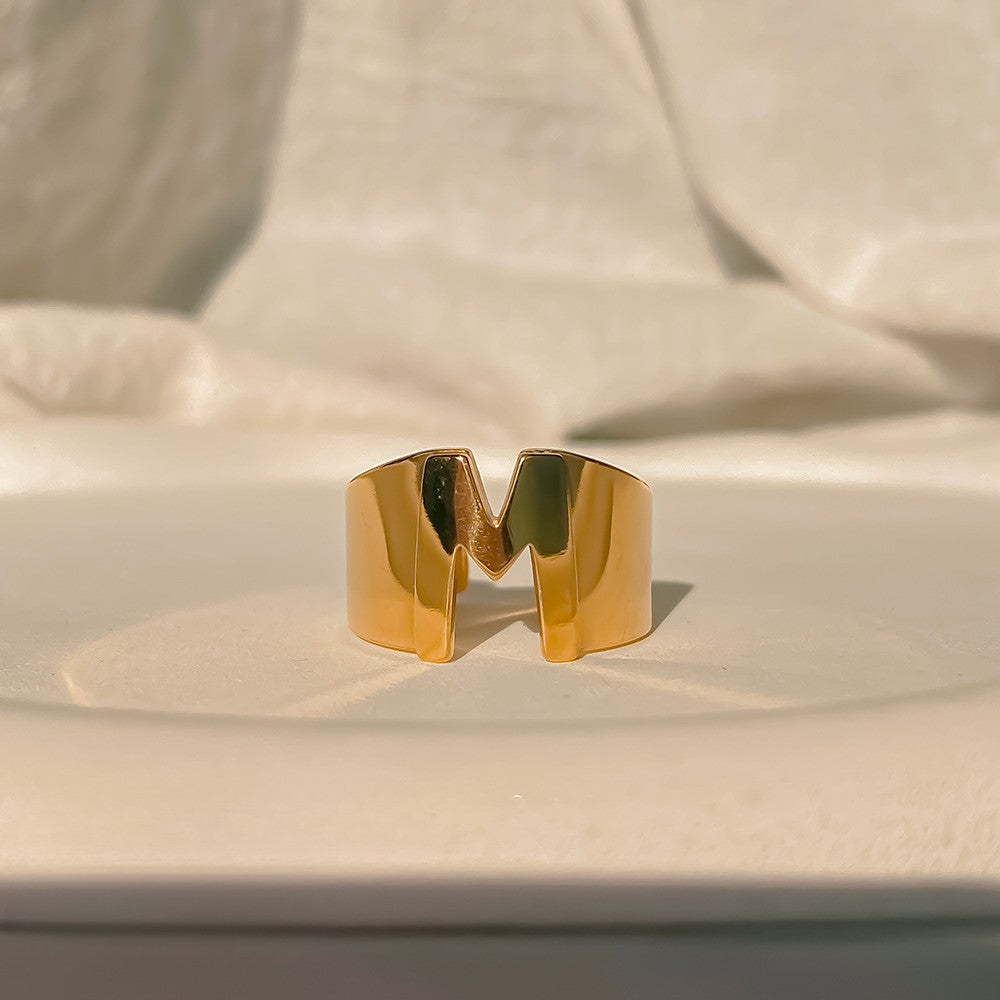 Chunky Gold Initial Ring | Bold Letter Ring