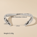 minimal wave open bangle, wave cuff bracelet, gold statement bangle, sculptural bracelet, hypoallergenic cuff, gift for her