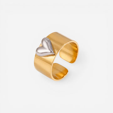 Mixed Metal Puffed Heart Ring