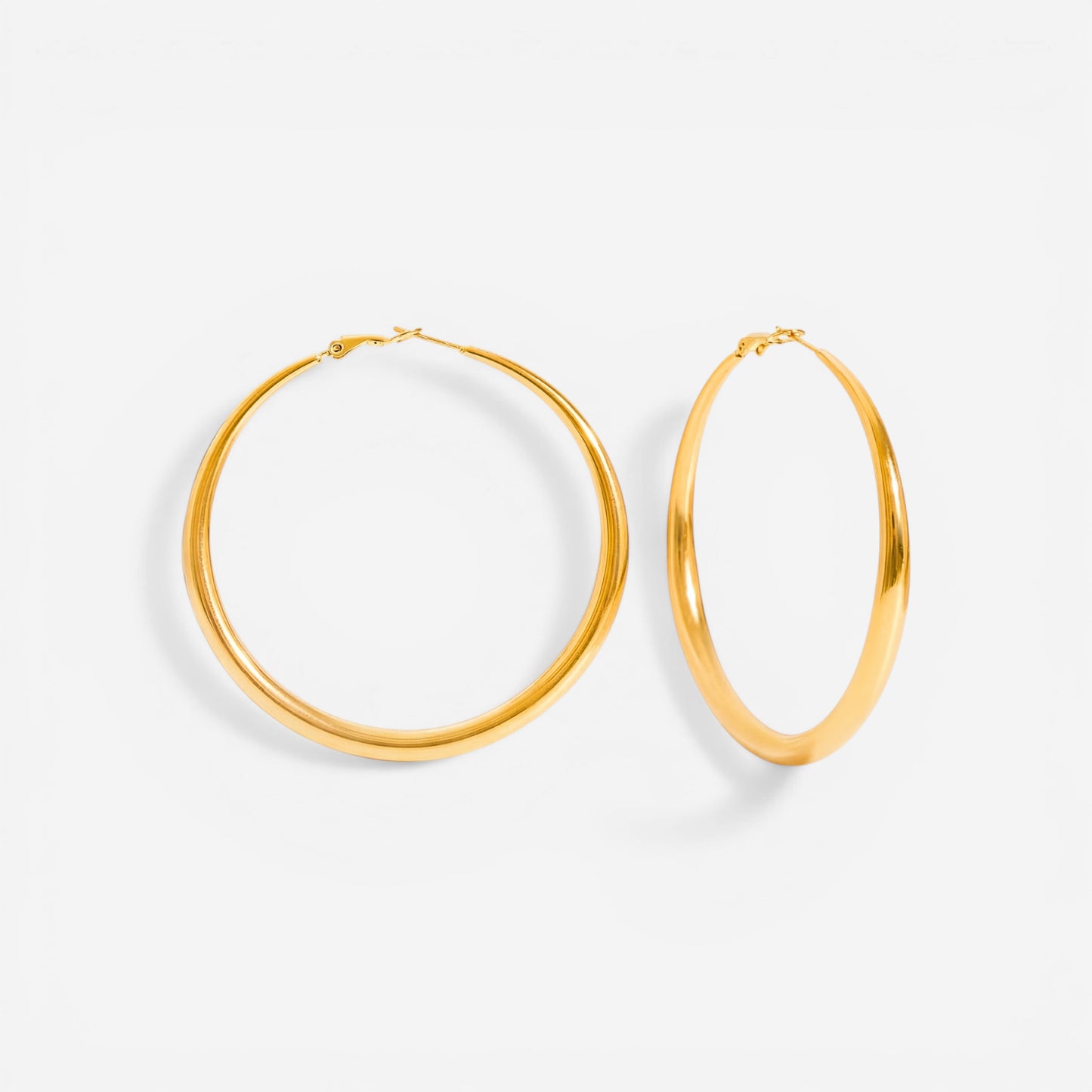Large classic gold hoop earrings waterproof stainless steel jewelry.