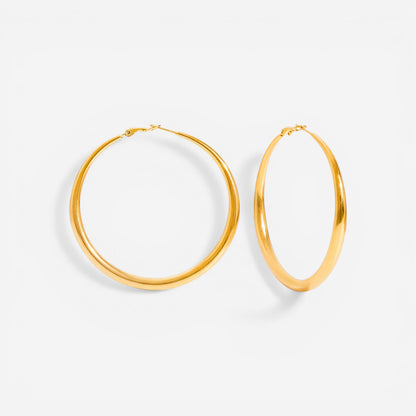 Large classic gold hoop earrings waterproof stainless steel jewelry.