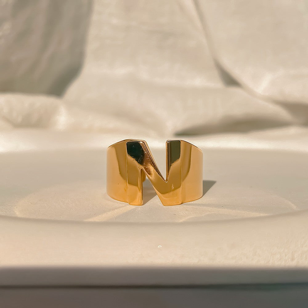 Chunky Gold Initial Ring | Bold Letter Ring