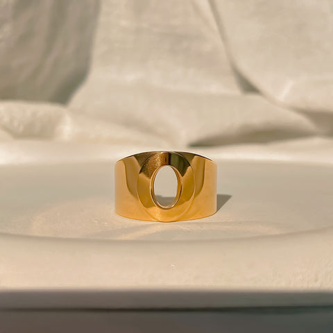 Chunky Gold Initial Ring