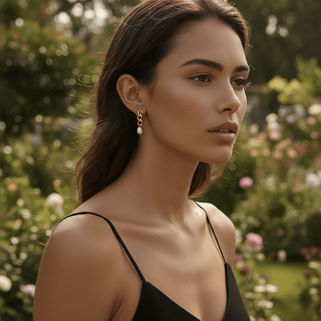 Odette | Baroque Pearl Chain Link Earrings