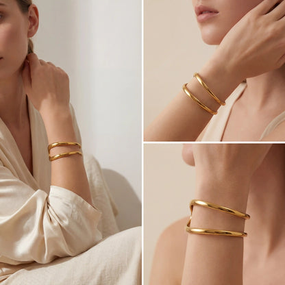 Orla Double Wave Sculptural Cuff