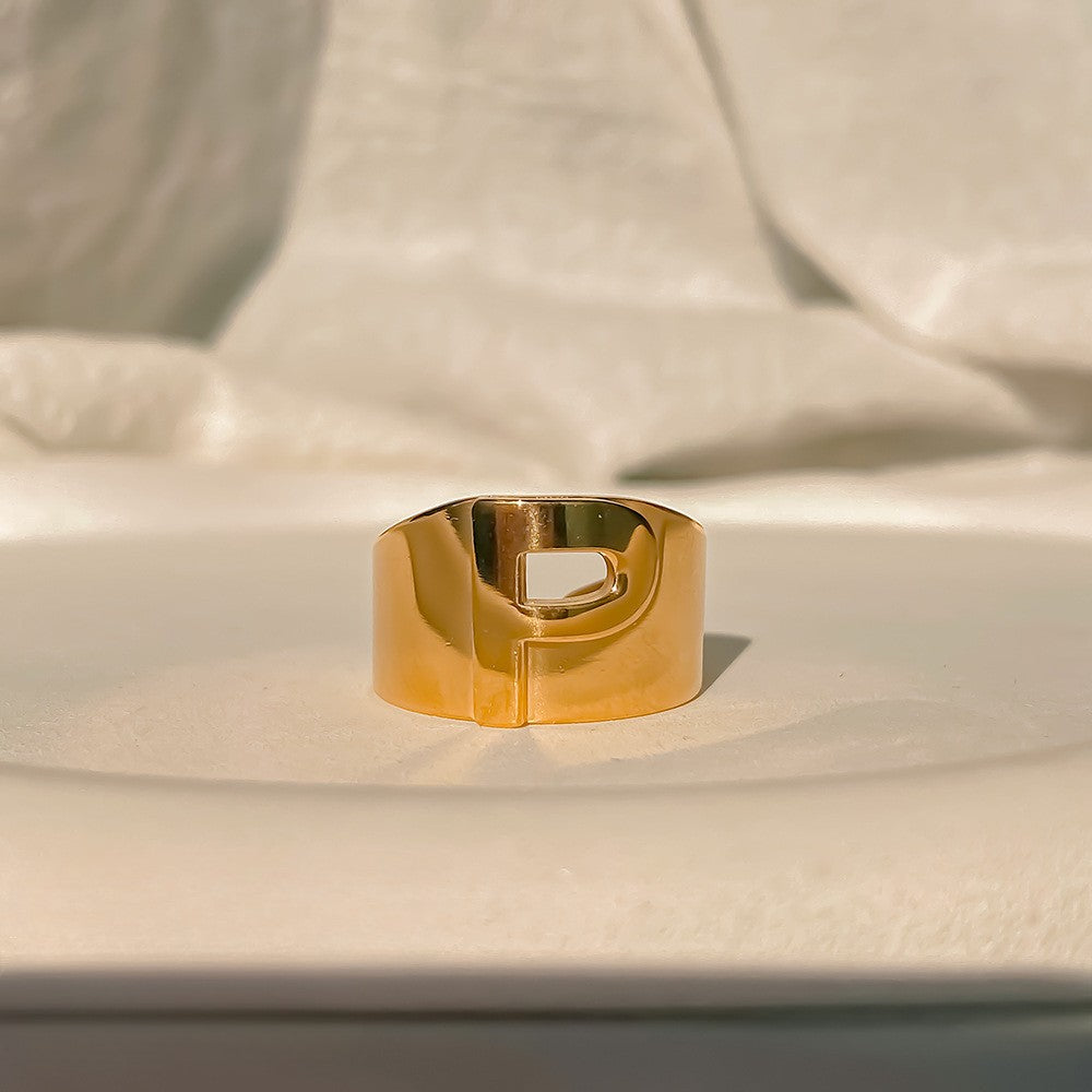 Chunky Gold Initial Ring | Bold Letter Ring