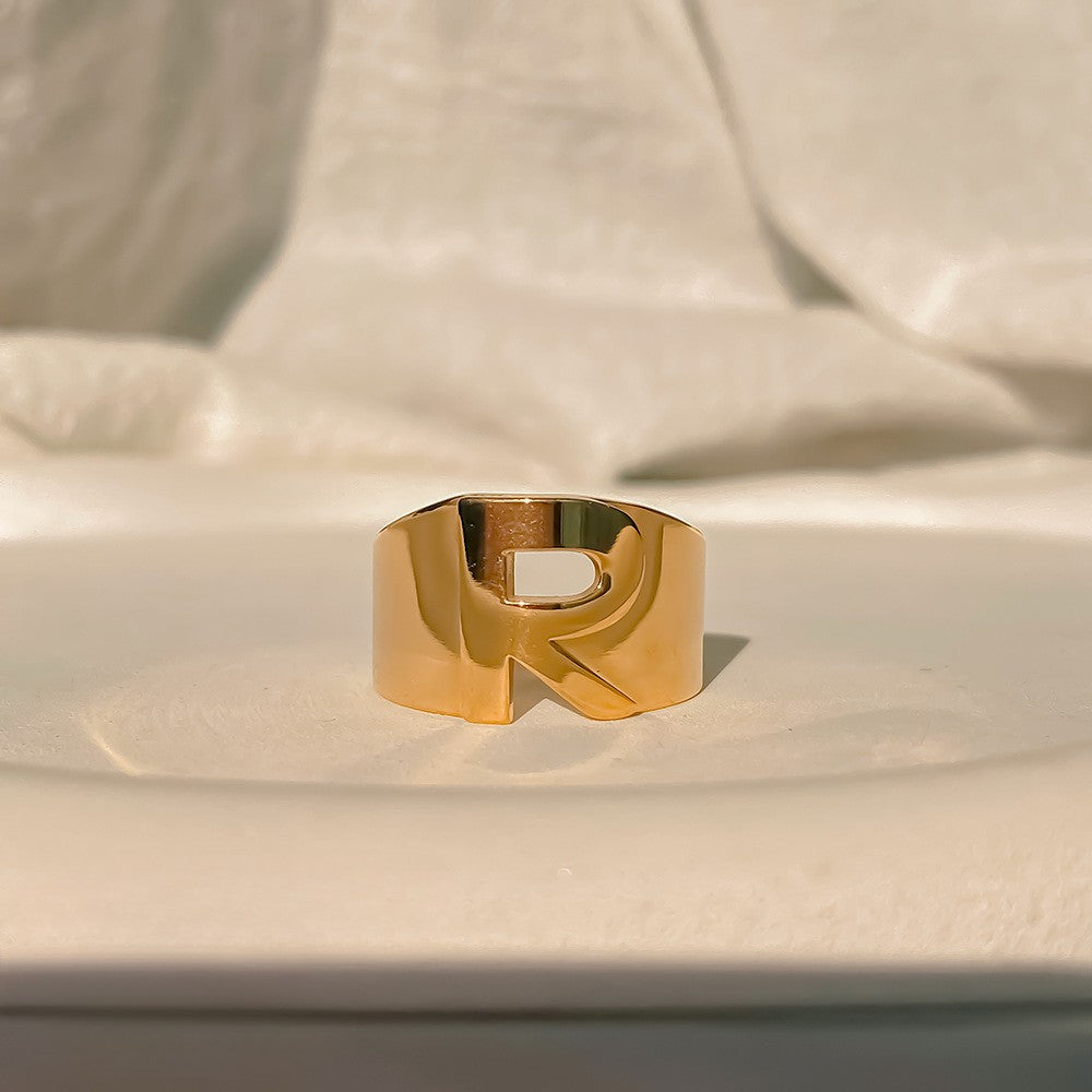 Chunky Gold Initial Ring | Bold Letter Ring