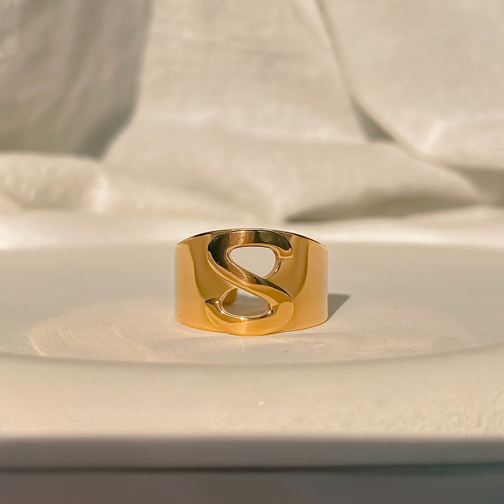 Chunky Gold Initial Ring | Bold Letter Ring