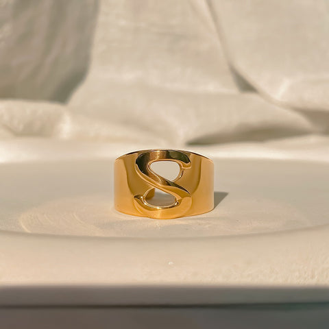 Chunky Gold Initial Ring