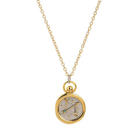 Two-Tone Zodiac Coin Necklace