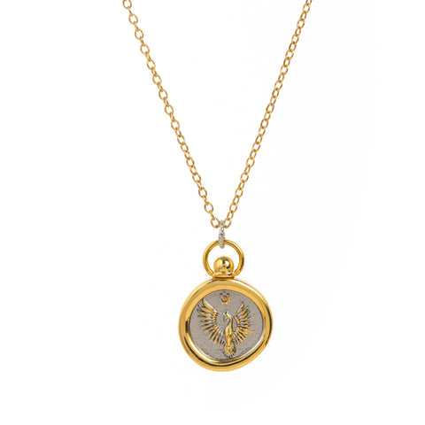 Two-Tone Zodiac Coin Necklace