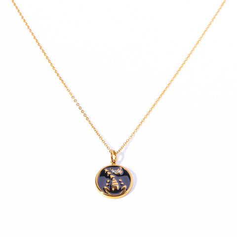 Enamel Zodiac Coin Necklace
