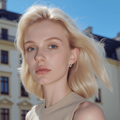 Stellar Cross Moissanite Earrings — radiant moissanite cross studs on neutral background, spiritual and elegant.