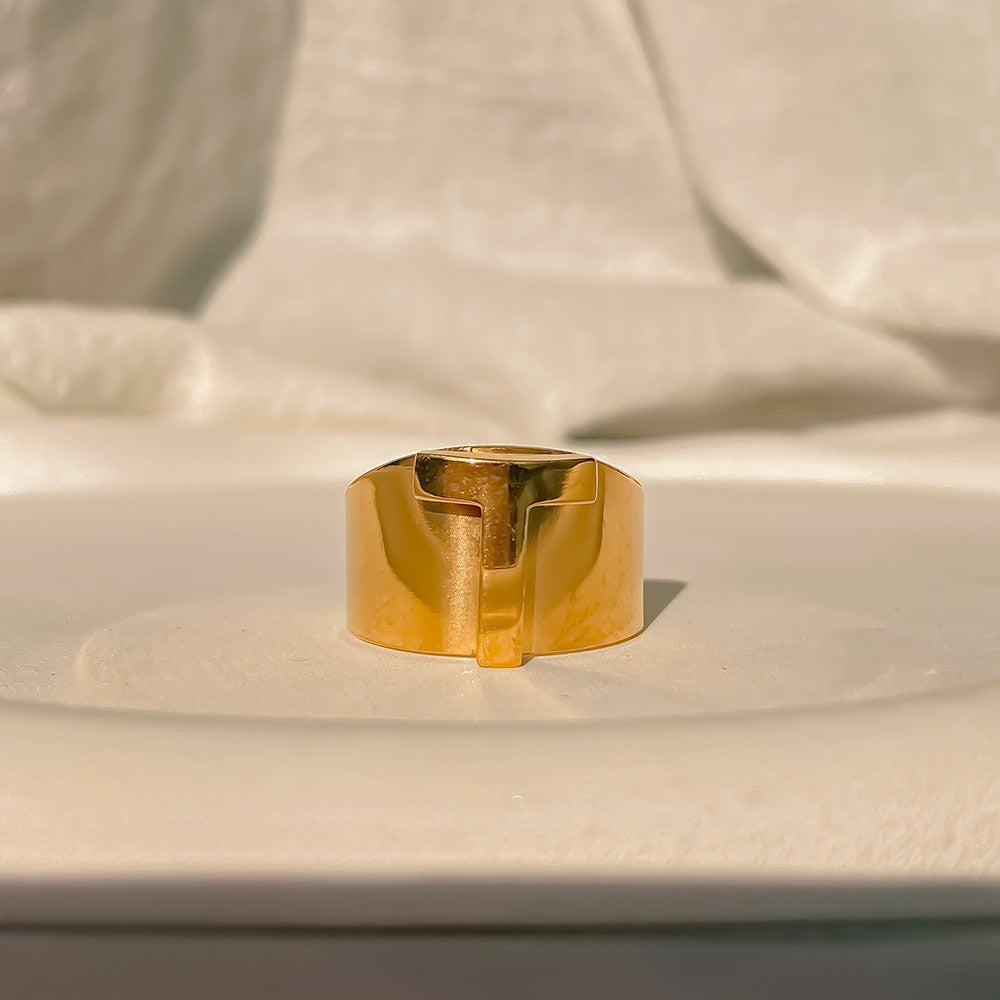 Chunky Gold Initial Ring | Bold Letter Ring