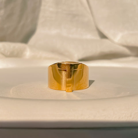 Chunky Gold Initial Ring