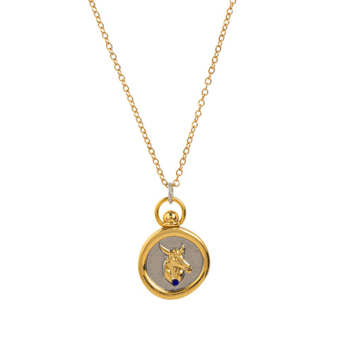 Two-Tone Zodiac Coin Necklace