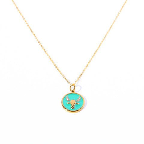 Enamel Zodiac Coin Necklace