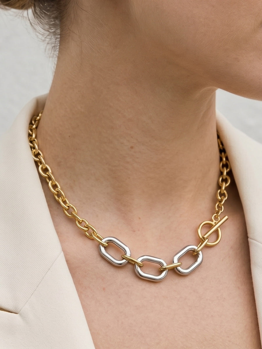 Two-Tone Chunky Chain Necklace