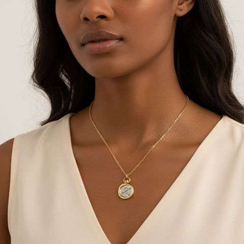 Personalized astrology gift ideas for her gold and silver coin necklace waterproof.