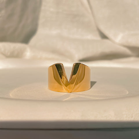 Chunky Gold Initial Ring