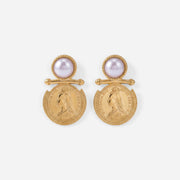 Vintage Pearl Coin Earrings