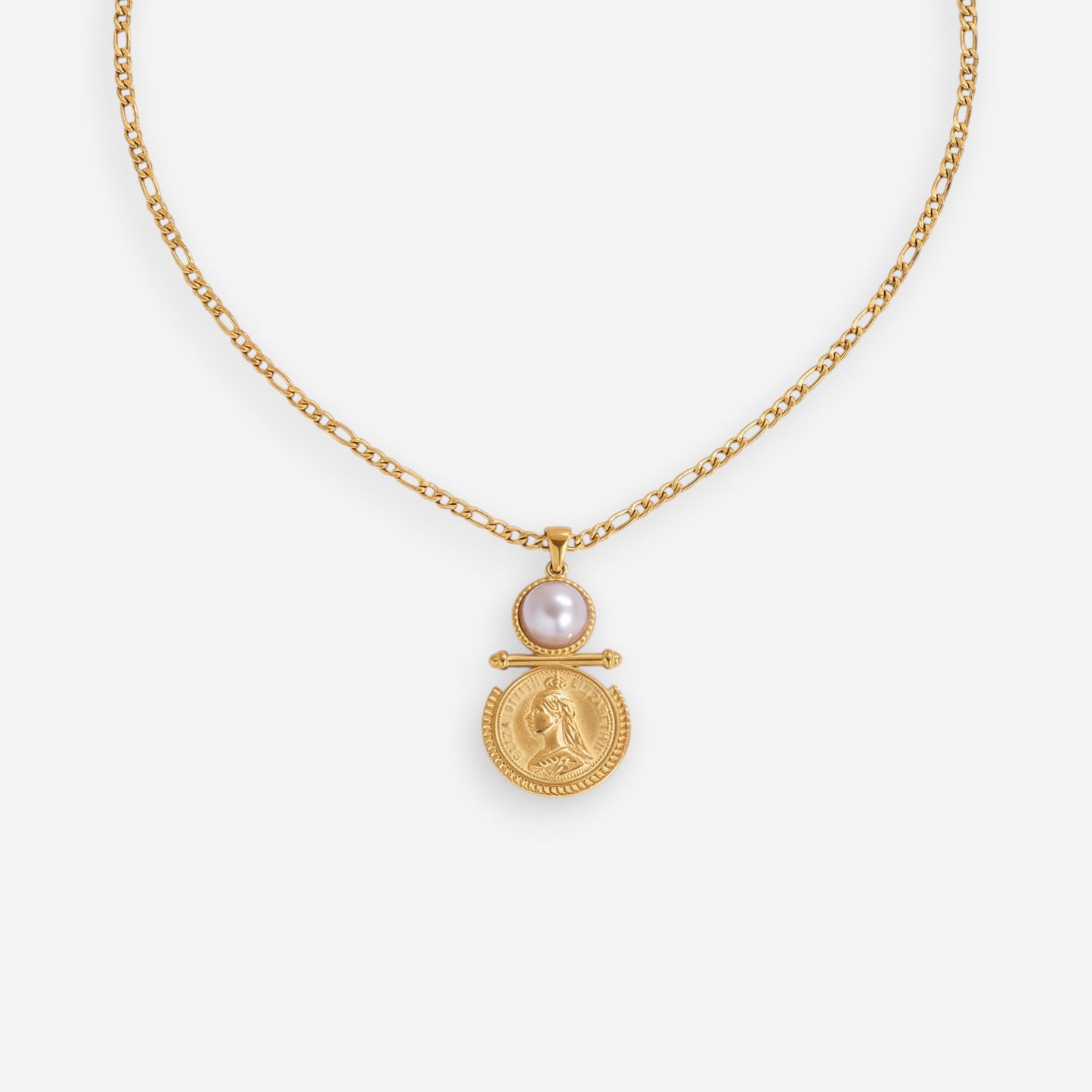 Vintage Pearl Coin Necklace
