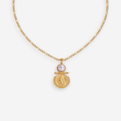 Vintage Pearl Coin Necklace