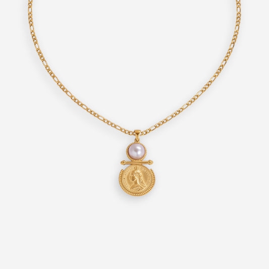 Vintage Pearl Coin Necklace